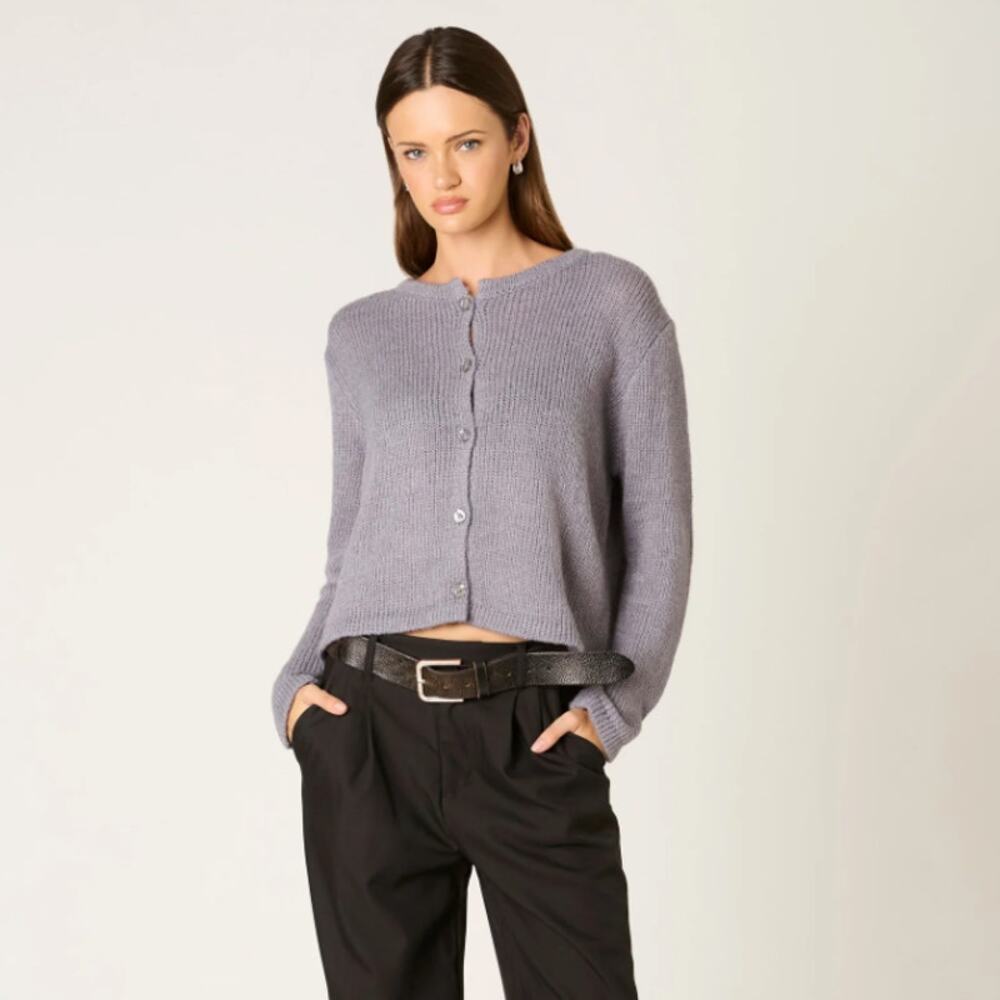 NIA Ariana Cardigan Sweater Gray Wool Blend Sz PLUS (16-22) NWT $98 {3P44}
